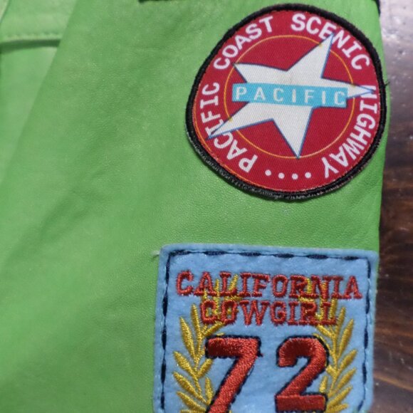 DOUBLE D RANCH LEATHER BIKER JACKET California Logo Patches - Picture 12 of 15